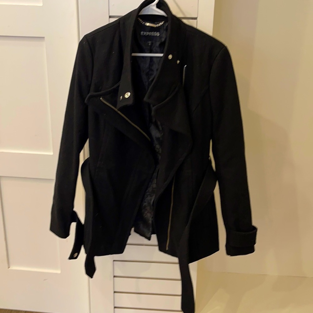 Black dressy trench coat.